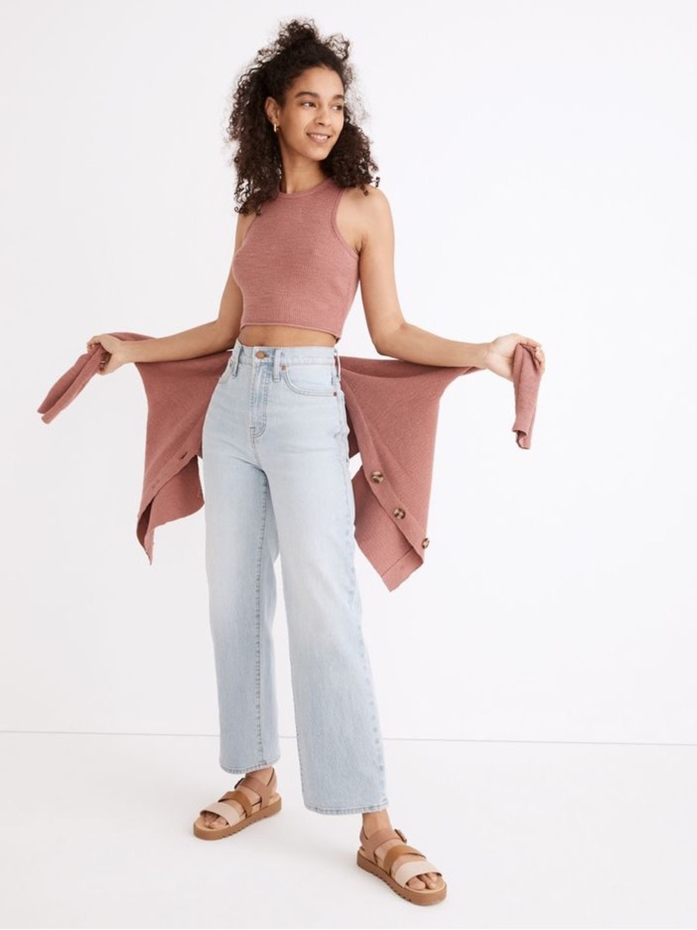 Madewell The perfect vintage wide leg crop jeans in ward wash light wash 29